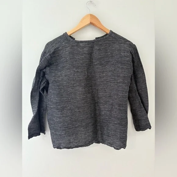 Eileen Fisher linen blend grey cardigan jacket medium shirt - Picture 3 of 10